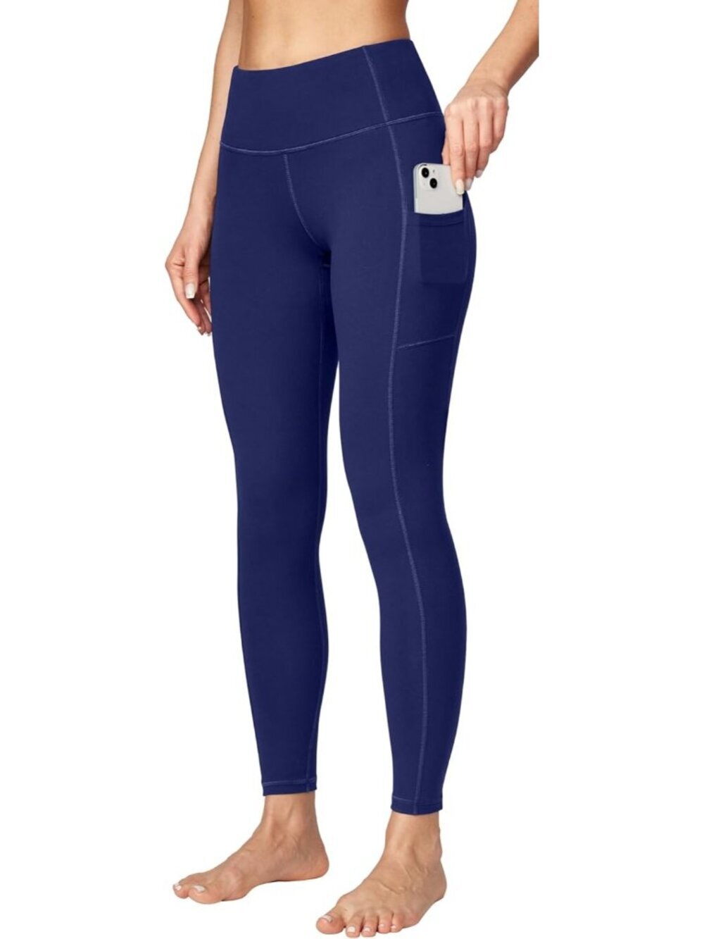 Women's Blue Tummy Control Workout Imported Compression Yoga Leggings